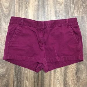 Burgundy J. Crew Chino Shorts, Size 12